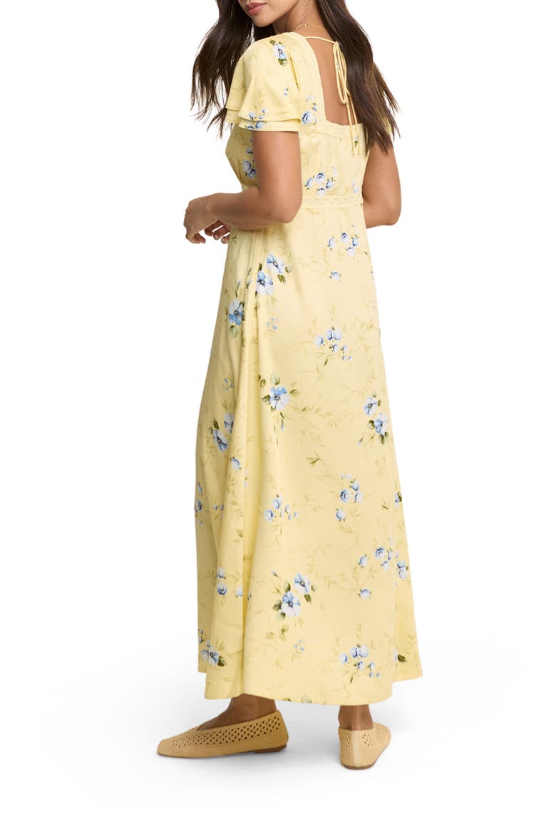 Iris Trim Floral Print Maxi Dress, Alternate, color, YELLOW
