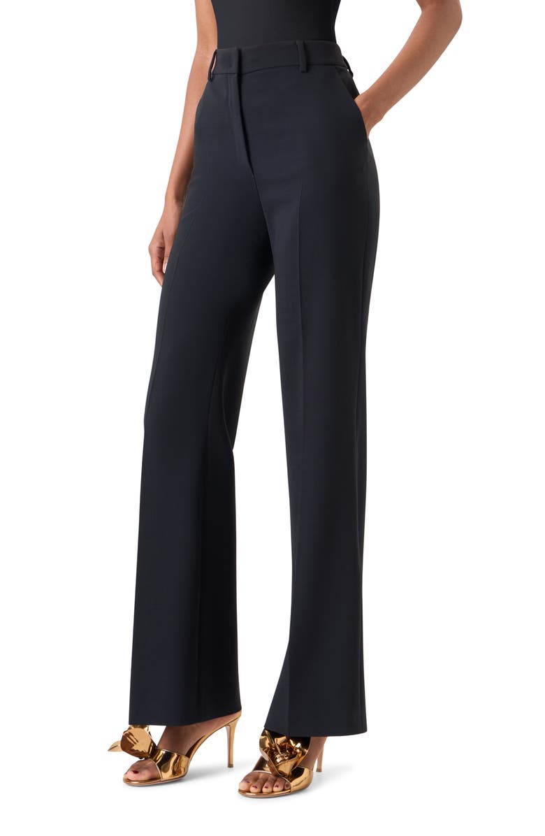 Akris Florine Wide Leg Wool Blend Pants, Alternate, color, Black