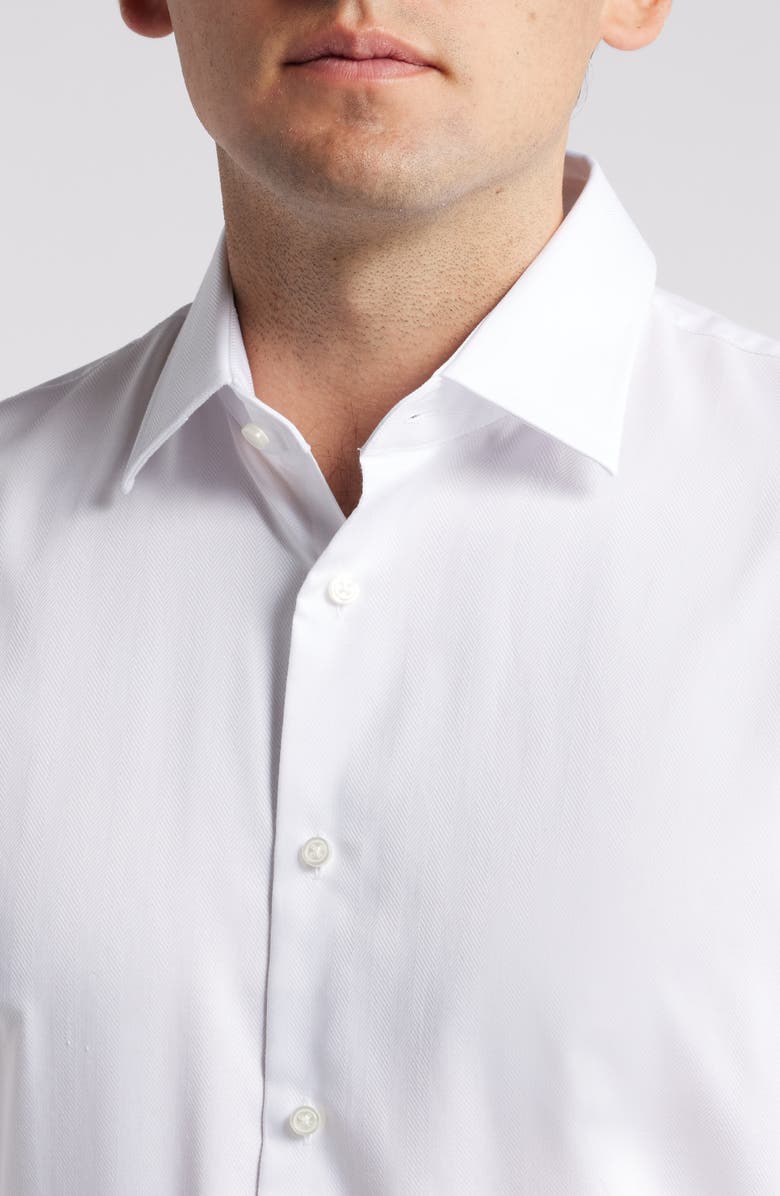 Nordstrom Traditional Fit Solid Herringone Dress Shirt, Alternate, color, White Herringbone