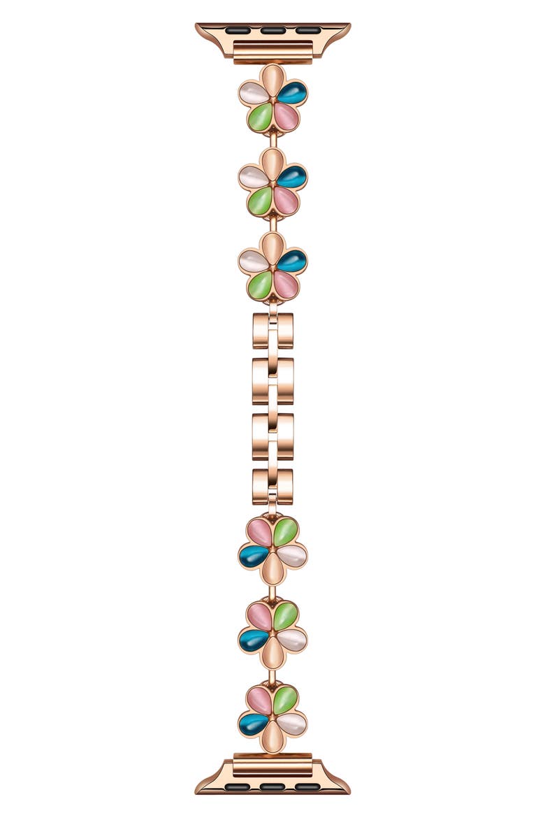 June Flower Bracelet Apple Watch® Watchband, Main, color, ROSE GOLD MULTI