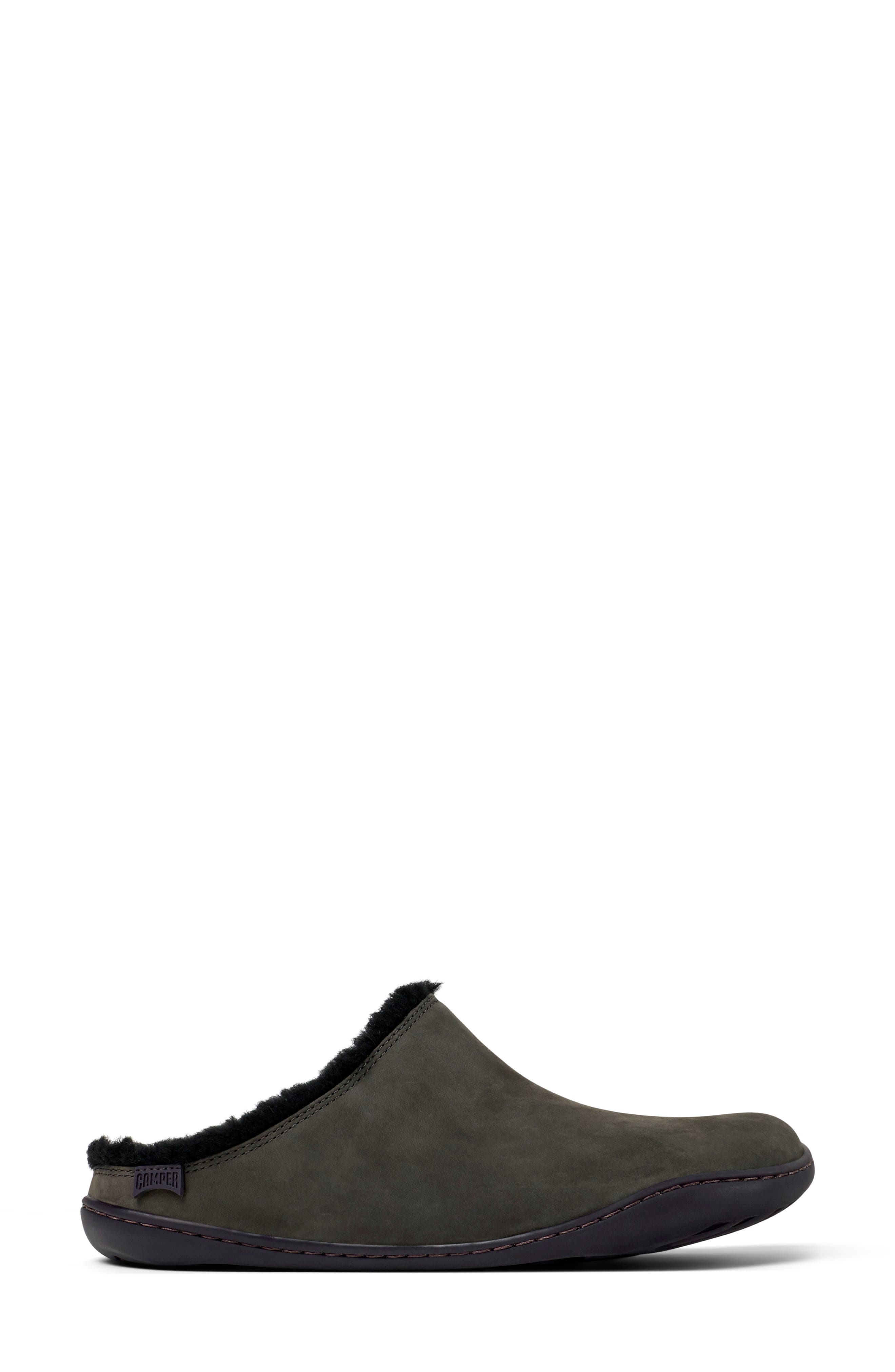 Camper Peu Cami Faux-Fur Trim Mule, Alternate, color, Dark Gray