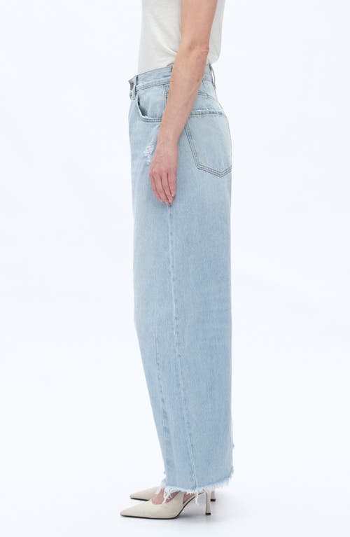 Bayeas Frayed Super High Waist Barrel Jeans In Blue