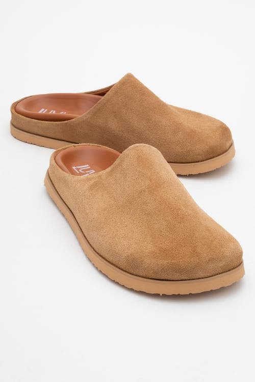 Forever & Always Shoes Space Suede Leather Slide Sandal In Brown