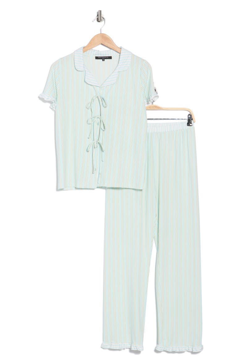 Tie Front Pajamas, Alternate, color, SALTWATER/FOREST GREEN
