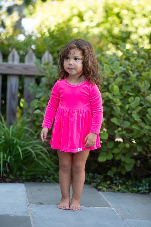 Worthy Threads Stretch Velvet Long Sleeve Bubble Romper In Pink