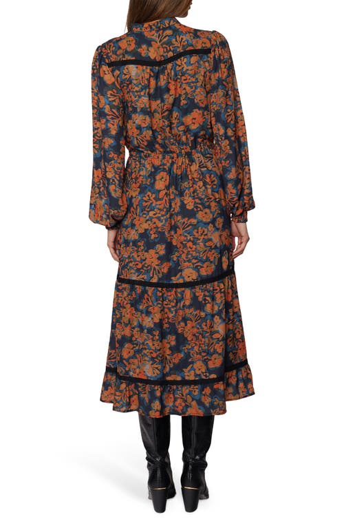 Lost + Wander Embers Bloom Long Sleeve Tiered Dress In Brown