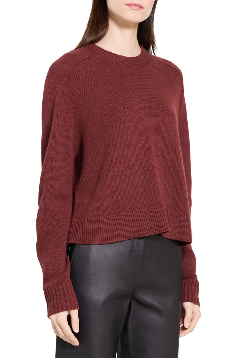 Cashmere Crewneck Crop Sweater, Alternate, color, OXBLOOD RED - 2PY