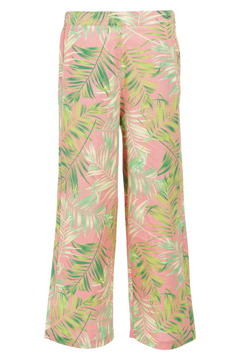 Aralia Palm Print Cotton Wide Leg Pants, Alternate, color, MULTI PINK