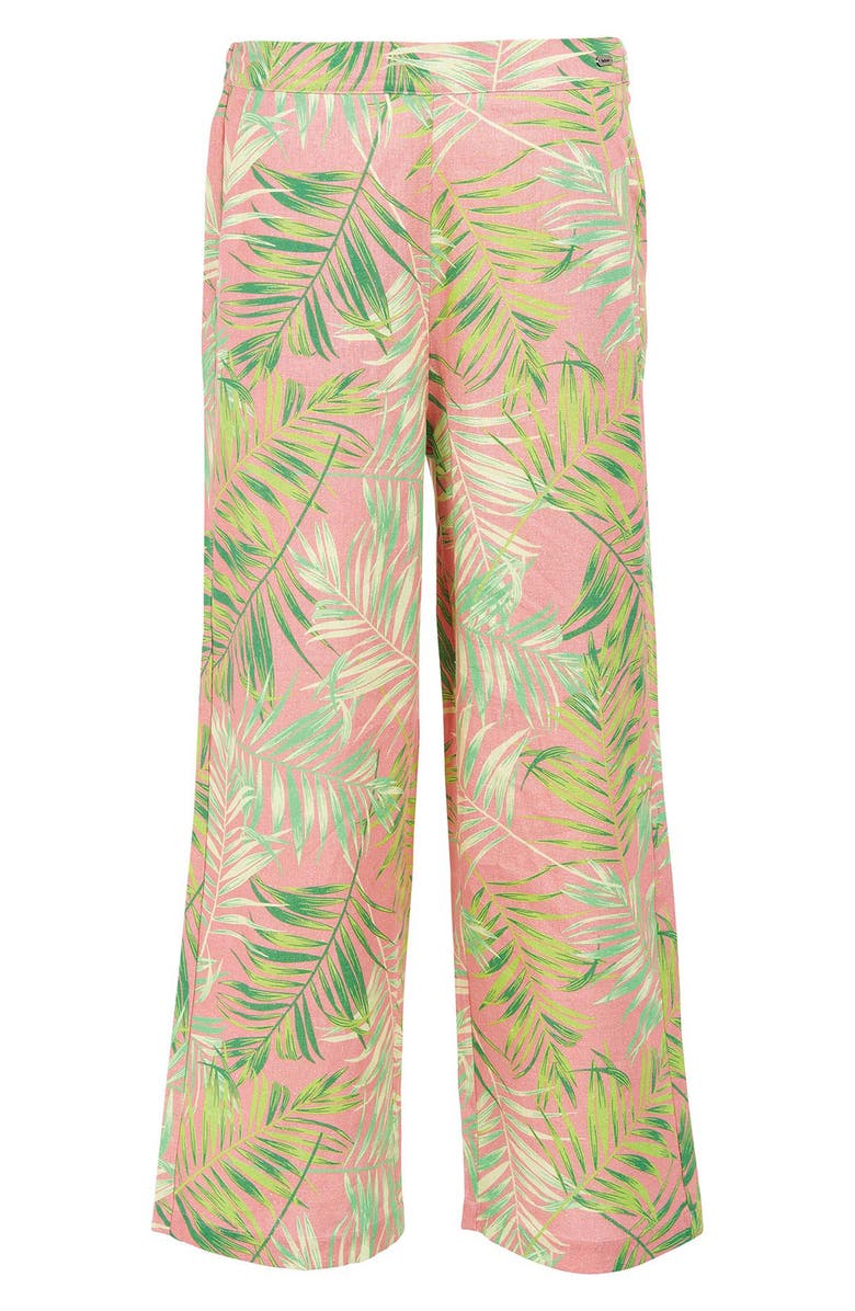 Barbour Aralia Palm Print Cotton Wide Leg Pants, Alternate, color,