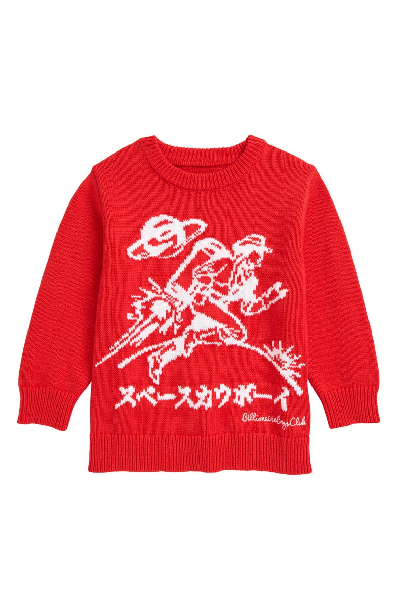 Billionaire Boys Club Kids' BB Astro Wrangler Cotton Crewneck Sweater, Main, color, Poppy Red