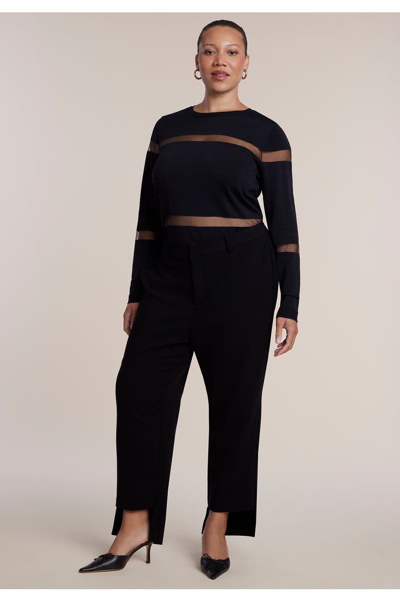 Sheer Stripe Sweater (plus), Alternate, color, BLACK ONYX