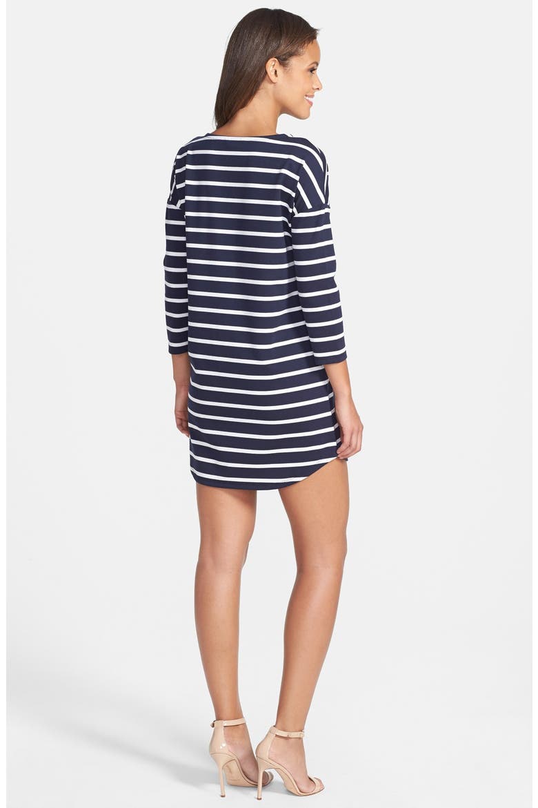 BB Dakota 'Phillipa' Stripe Ponte Shift Dress, Alternate, color, NAVY