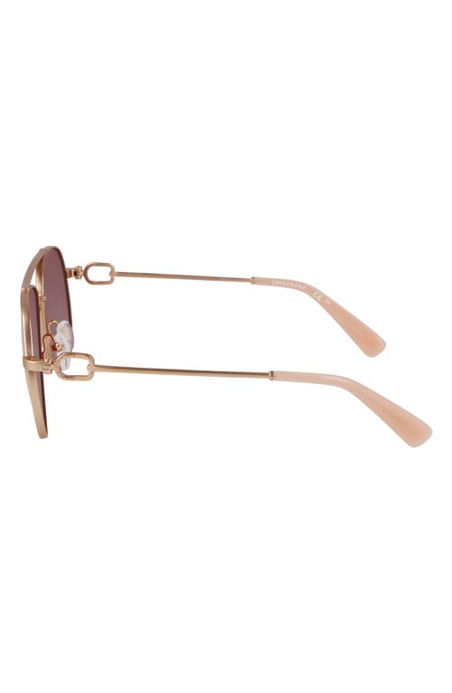 Longchamp Foulonn 58mm Aviator Sunglasses In Rose Gold/wine