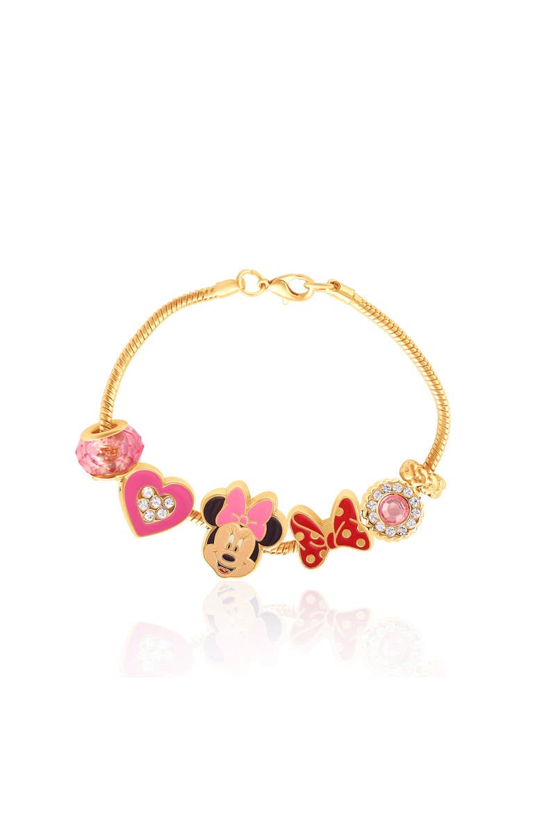 Minnie Mouse Charm Bracelet with Heart Accents, Main, color, Gold