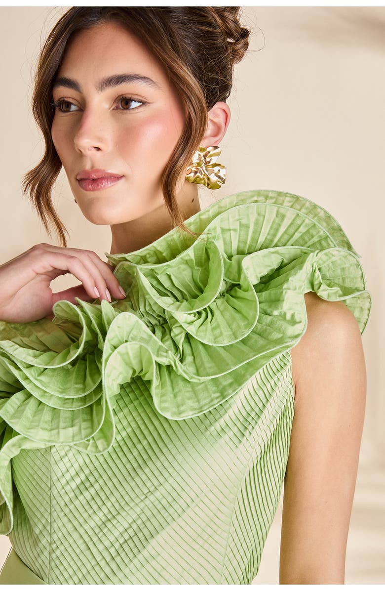 Coast One Shoulder Pleated Skirt Maxi Dress, Alternate, color, Green