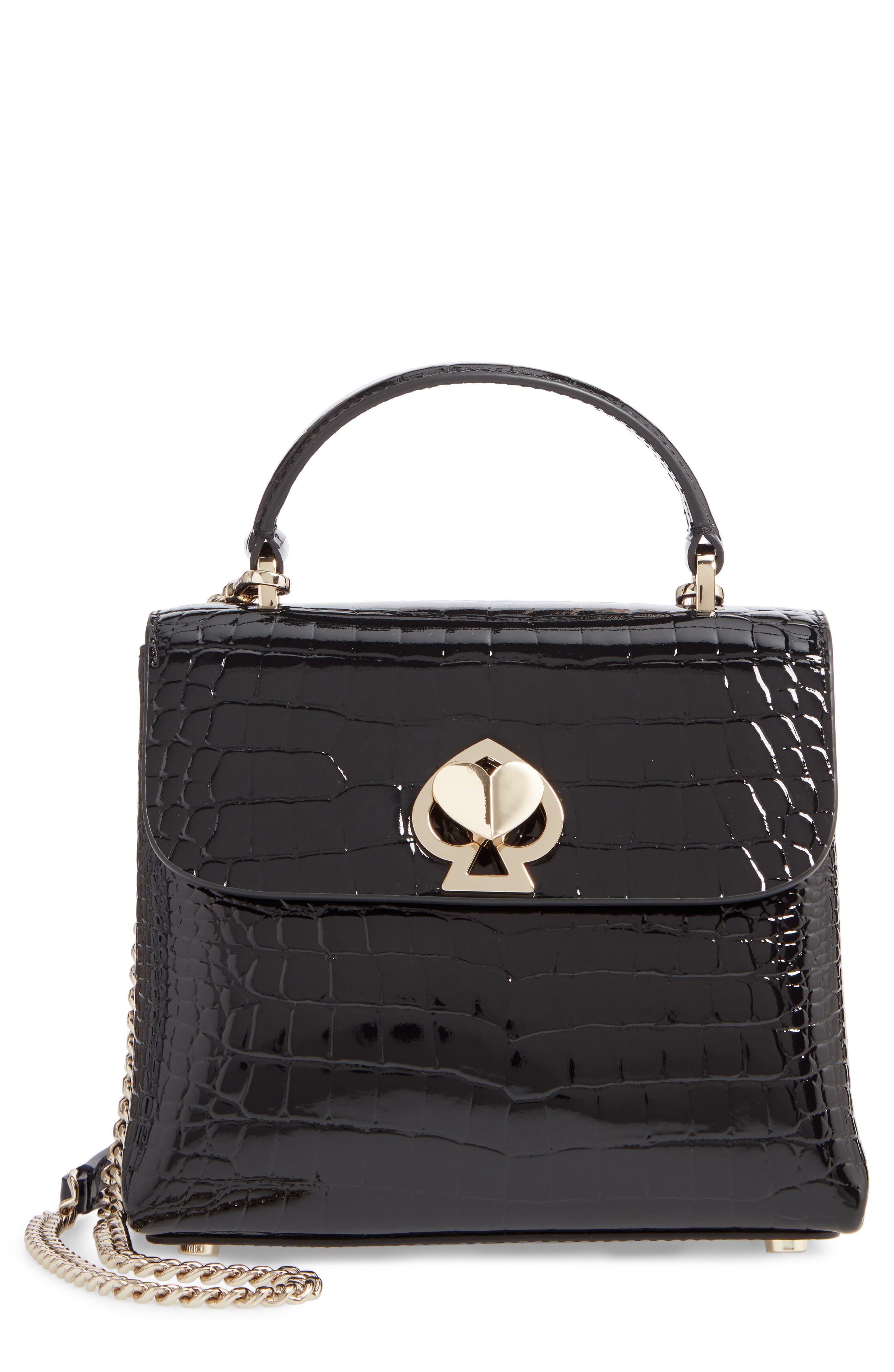 Kate Spade New York romy croc-embossed leather top handle bag, Main, color, 