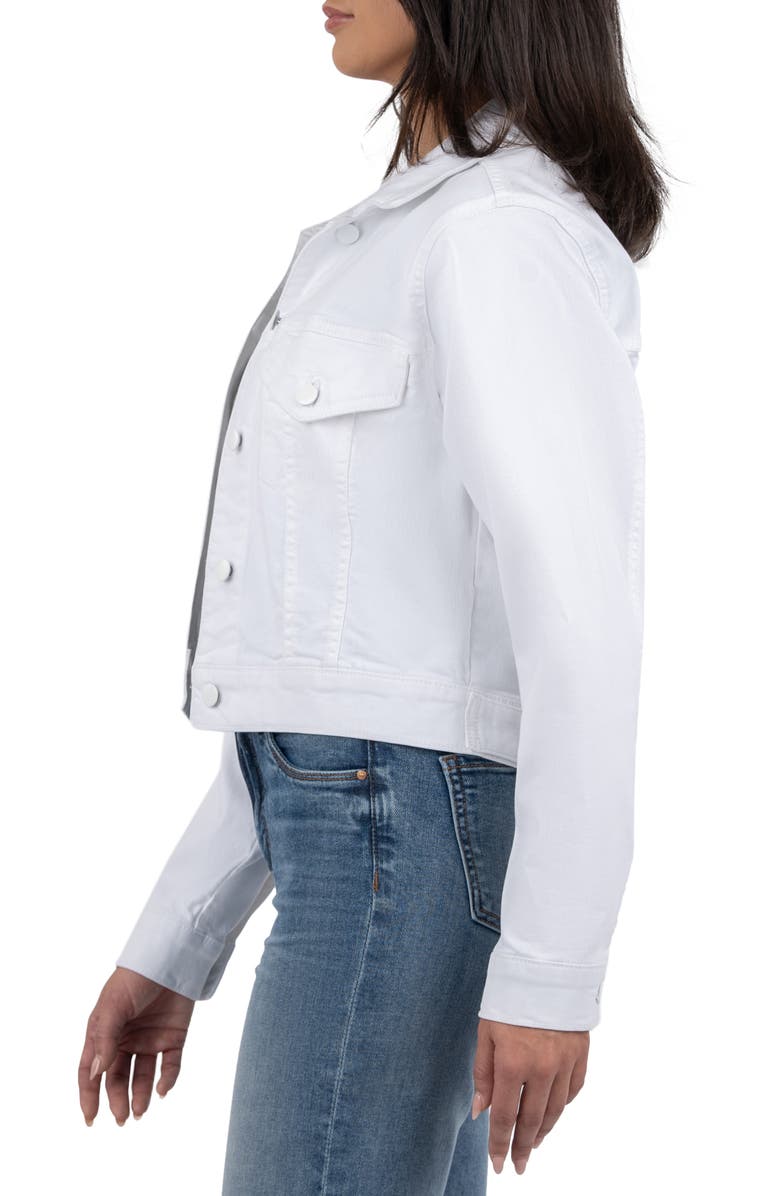 KUT from the Kloth Angela Crop Denim Jacket, Alternate, color, Optic White
