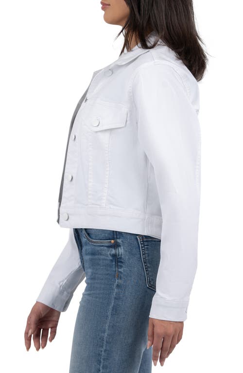 Kut From The Kloth Angela Crop Denim Jacket In Optic White
