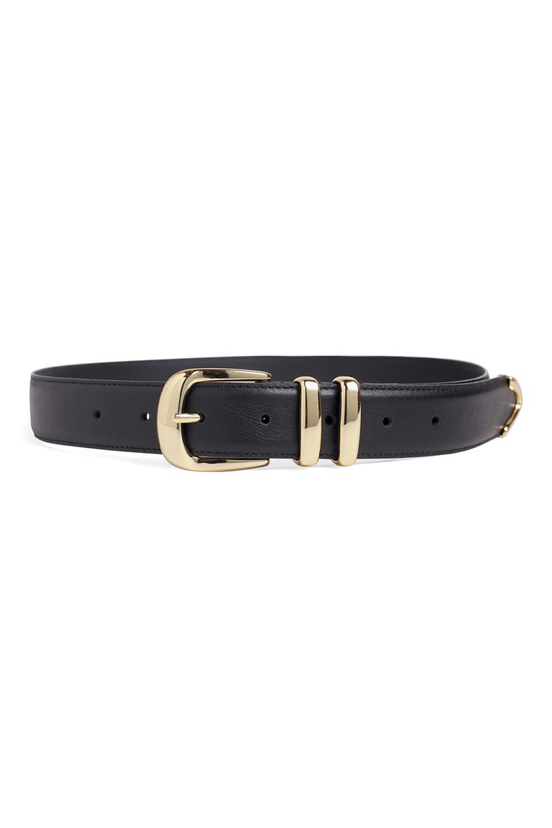 The Jordan Leather Belt, Main, color, BLACK / GOLD