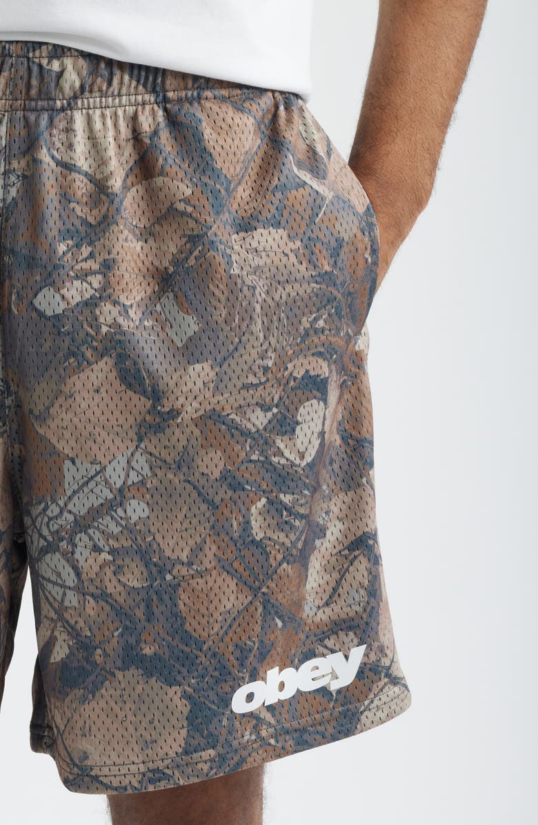 Obey Stanton Mesh Shorts, Alternate, color, Fence Camo