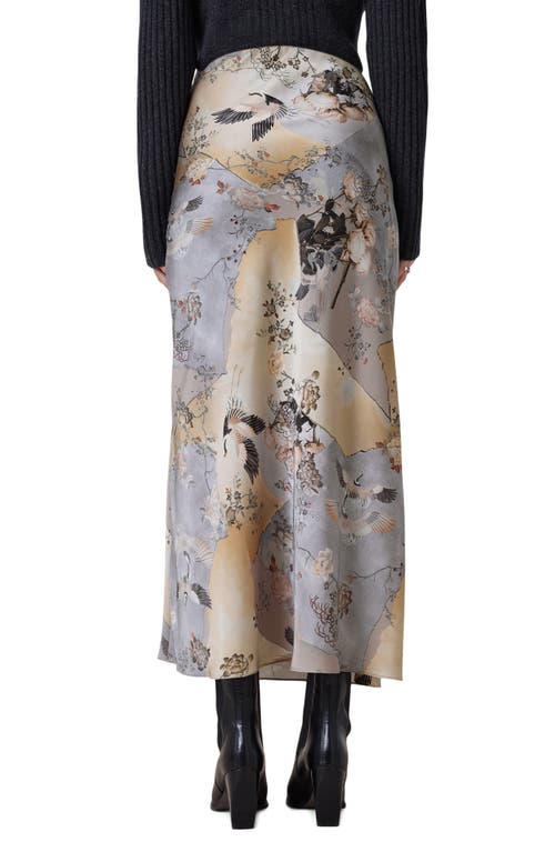Allsaints Bryony Maxi Slipskirt In Blue Floral Print