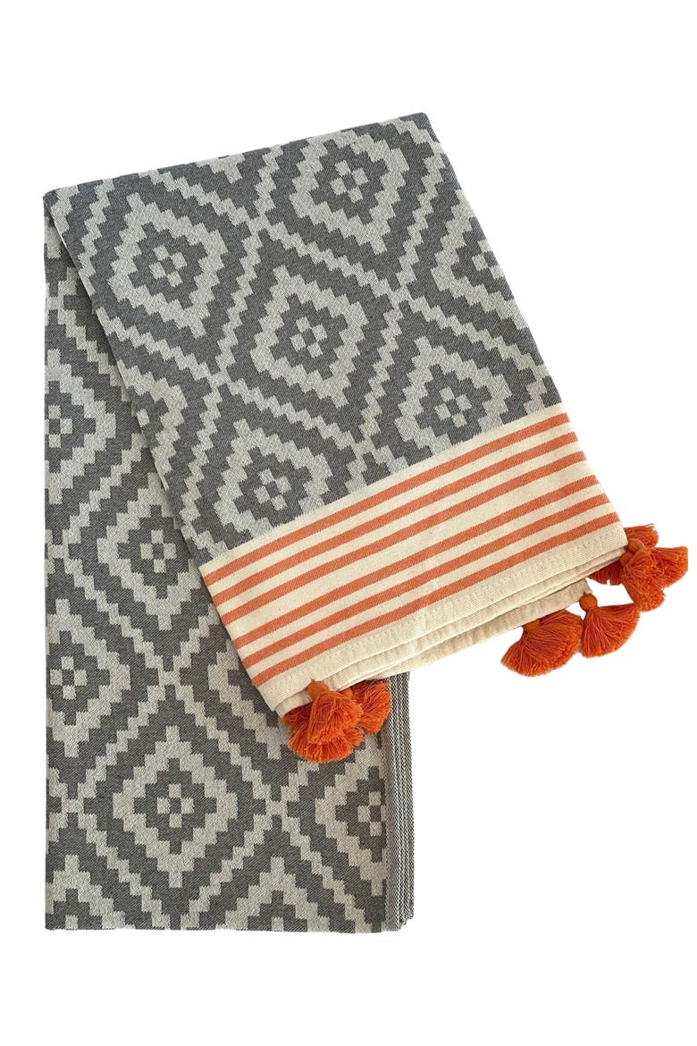 Merida Gray - Orange Turkish Towel / Blanket, Main, color, Orange