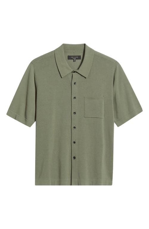 Rag & Bone Dalton Short Sleeve Knit Cotton Blend Button-up Shirt