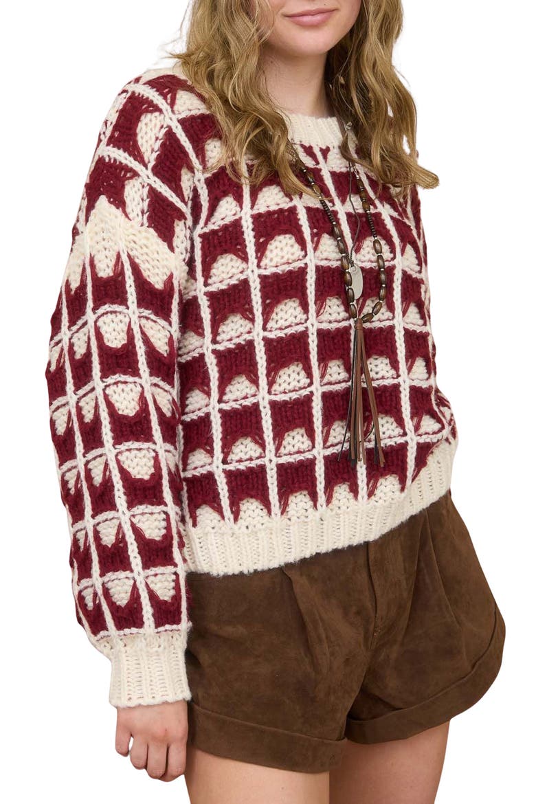 Open Stitch Sweater, Alternate, color, BURGUNDY