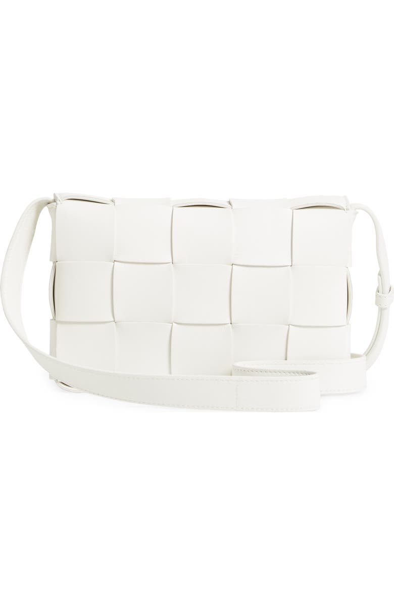 Bottega Veneta Intrecciato Leather Crossbody Bag, Alternate, color, White/ Silver
