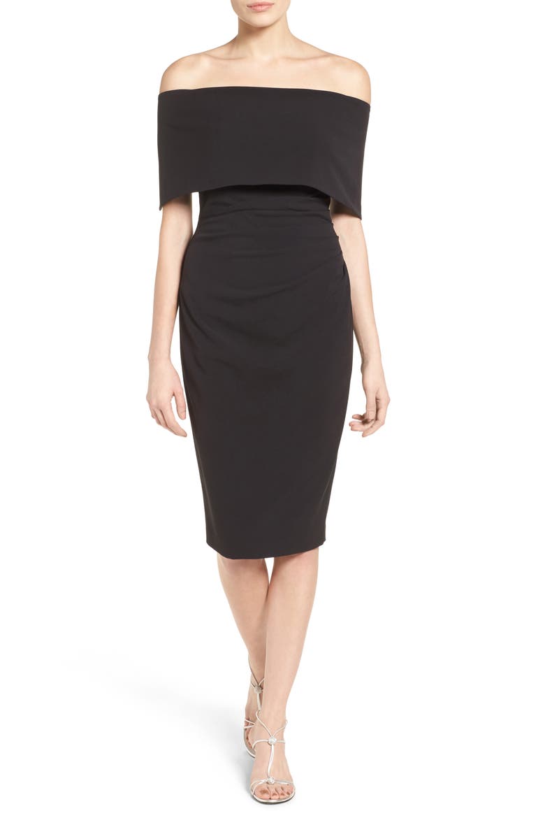 Popover Cocktail Dress, Main, color, BLACK