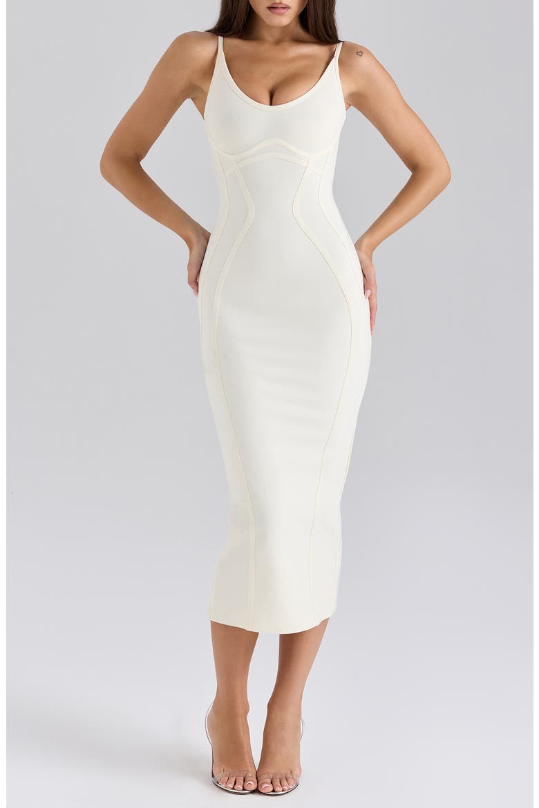 The Hourglass Bandage Midi Dress, Main, color, VANILLA
