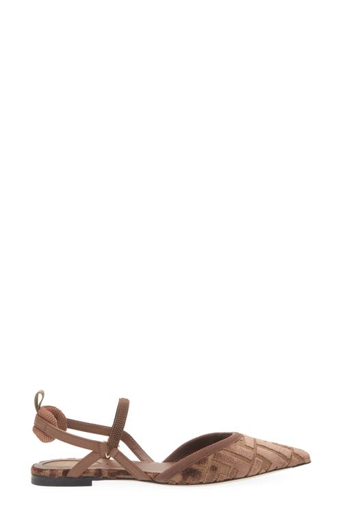 Fendi Women 'colibrì Lite' Brown Flat Slingback With All-over Ff Motif In Cotton Woman In Multi