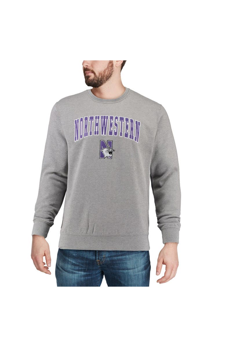 COLOSSEUM Men's Colosseum Heather Gray Northwestern Wildcats Arch & Logo Crew Neck Sweatshirt, Alternate, color, Heather Gray