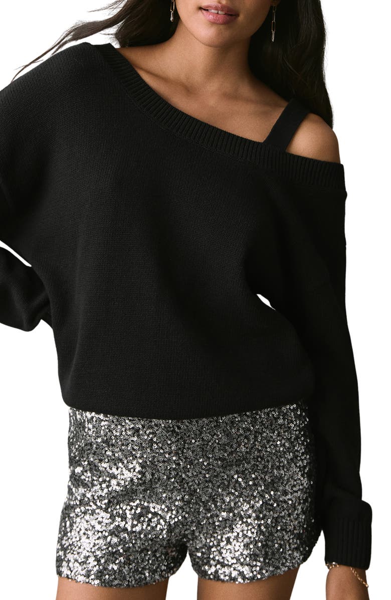 MANGO TEEN Sequin Shorts, Main, color, 