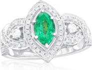 SOUZANA by Suzy Levian 14K White Gold 0.60ct Colombian Emerald & 0.67cttw Diamond Ring