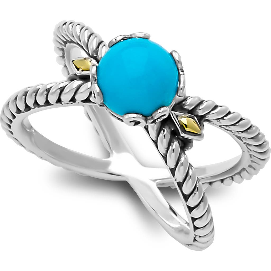 Samuel B. Sterling Silver & 18k Gold Semiprecious Stone Crossover Band Ring In Turquoise