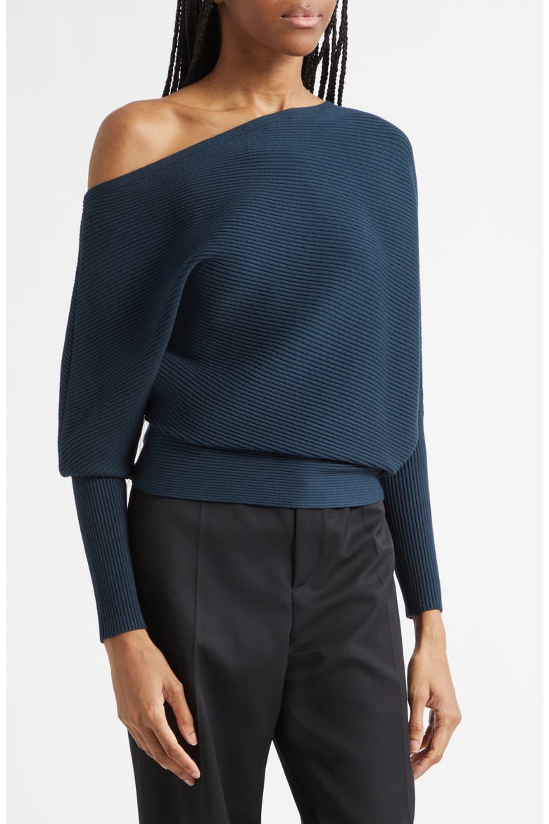 Lorna Rib Knit Off the Shoulder Top, Alternate, color, TEAL GREEN