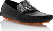 PHILIPP PLEIN Printed Crocco Leather Drivers Shoes Men