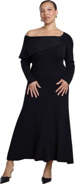 ELOQUII Off The Shoulder Sweater Midi Dress