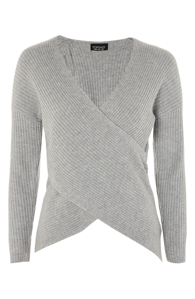 Topshop Wrap Front Sweater, Alternate, color, 