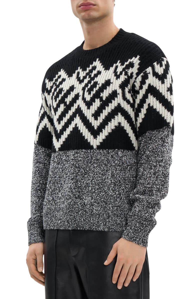 Helmut Lang Zephir Oversize Fair Isle Wool Blend Crewneck Sweater, Alternate, color, Black/ Ivory