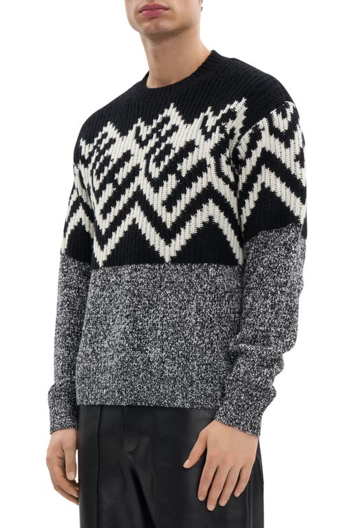 Helmut Lang Zephir Oversize Fair Isle Wool Blend Crewneck Sweater In Animal Print