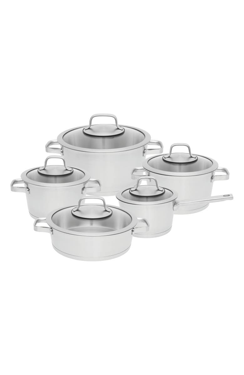 BergHOFF Silver Manhattan 10-Piece Stainless Steel Cookware Set, Main, color,