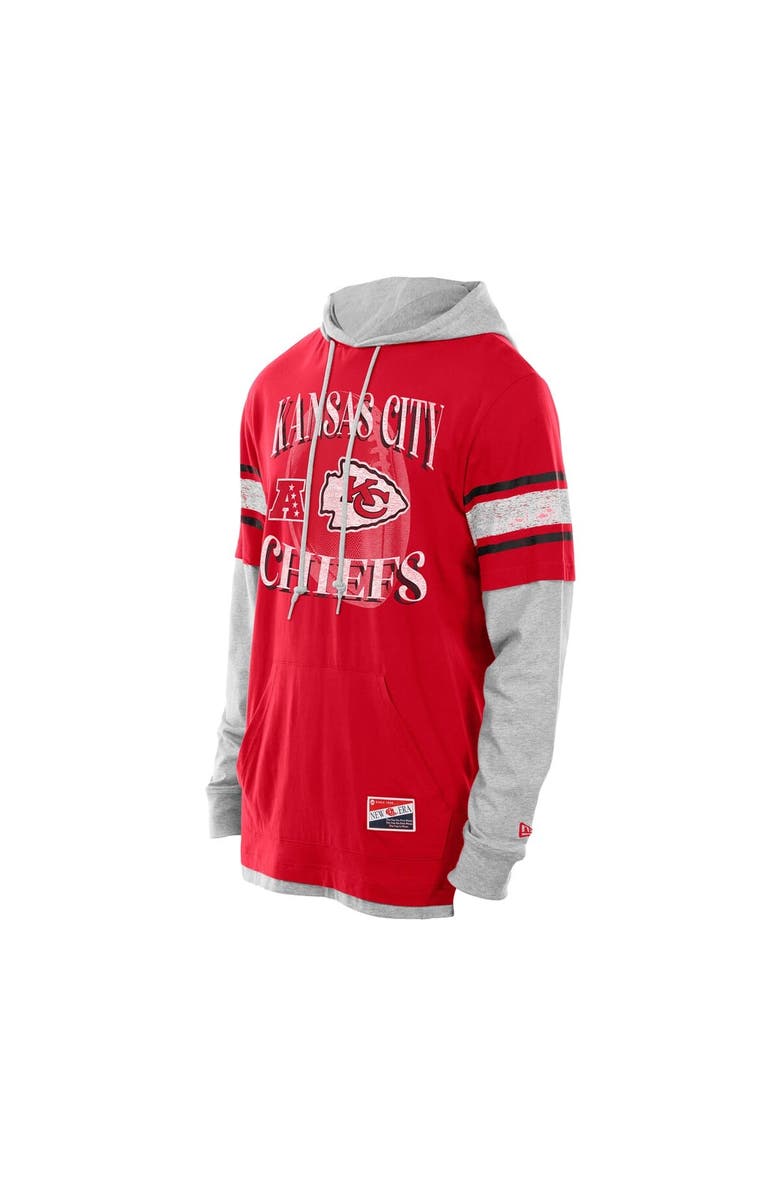 New Era Men's New Era Red Kansas City Chiefs Twofer Layered Long Sleeve Hoodie T-Shirt, Alternate, color, Red