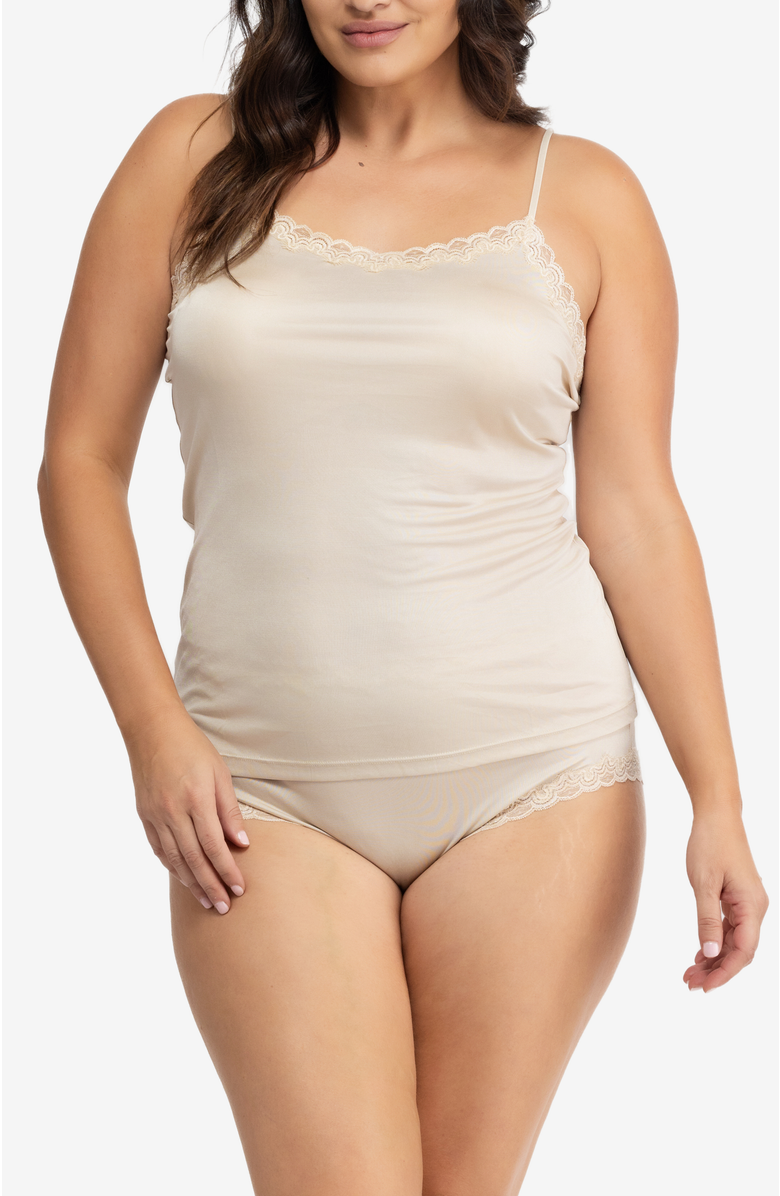 Uwila Warrior Soft Silk Lace Trim Camsiole, Alternate, color, Smoke Grey