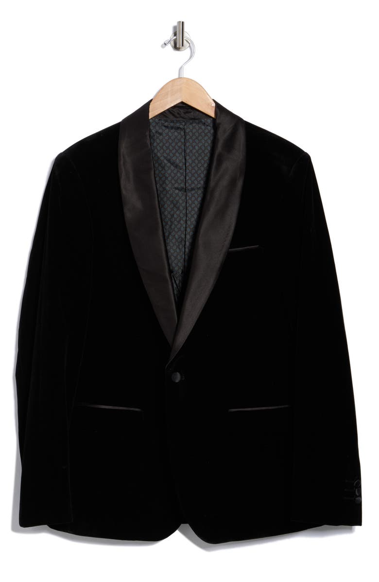 TOM BAINE Shawl Collar Velvet Dinner Jacket, Alternate, color, Black