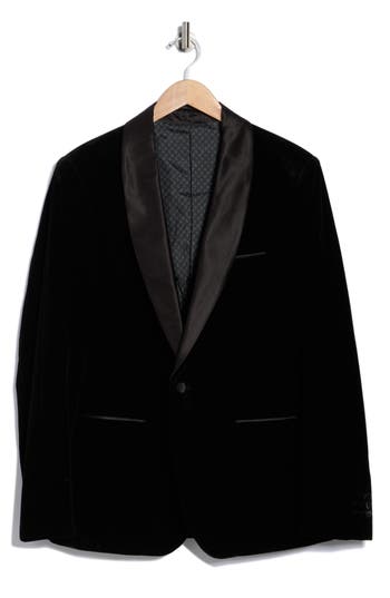 Tom Baine Shawl Collar Velvet Dinner Jacket In Black