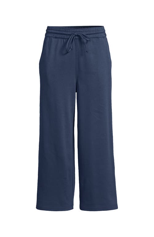 Lands' End Sport Knit Pull On Drawstring Wide Leg Crop Pants In Blue