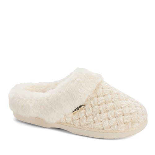 Dearfoams Womens Claire Cable Knit Chenille Clog House Slipper In White