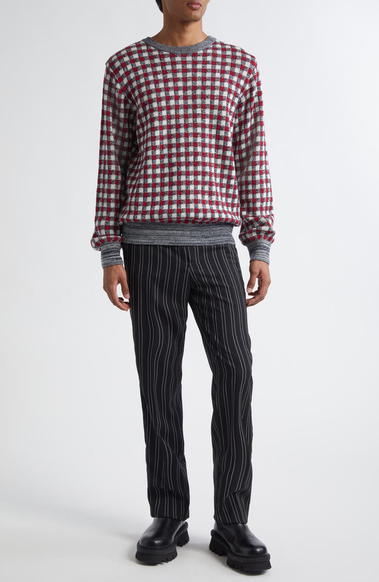 TAKAHIROMIYASHITA TheSoloist. Regular Fit Jacquard Crewneck Sweater, Alternate, color, Navy X Red